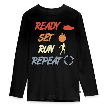 Attention: Terminé, exécuter, répéter - T-shirt manches longues Premium Ado - noir - Devant - AI Model Kid Female (0cm)