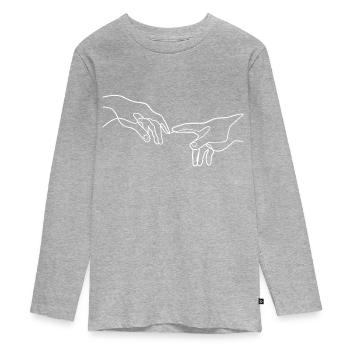 La création des mains d’Adam - T-shirt manches longues Premium Ado - gris chiné - Devant