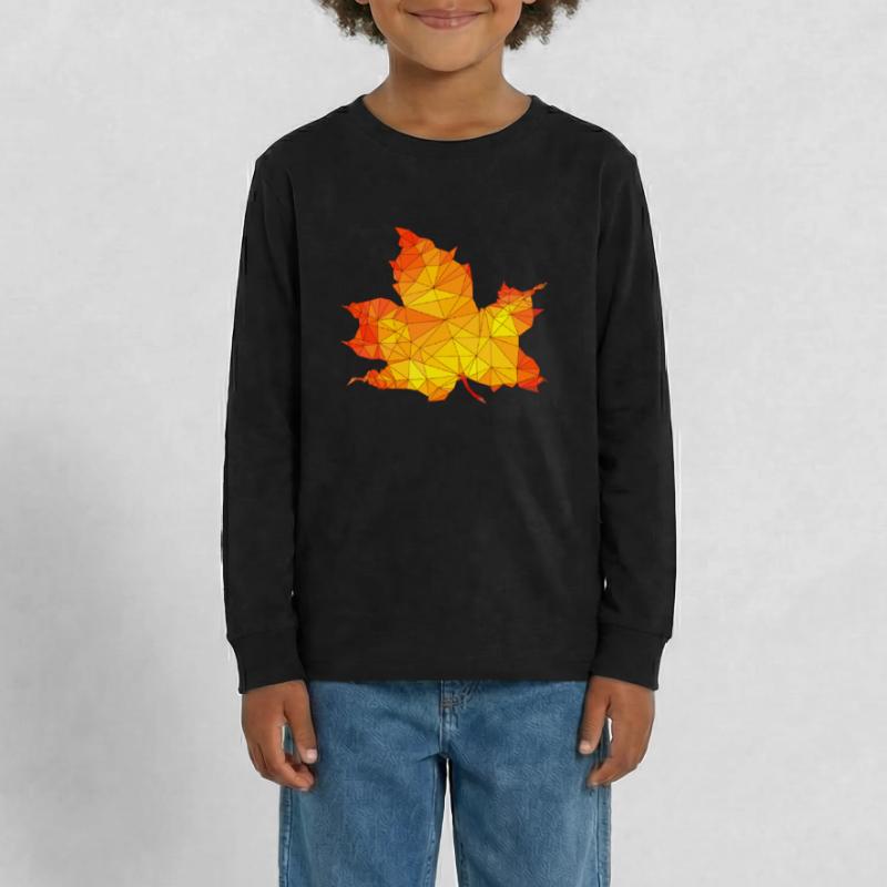 Polygonal Autumn Maple Tree Leaf Poly Art Teenager Premium Organic Long Sleeve Shirt