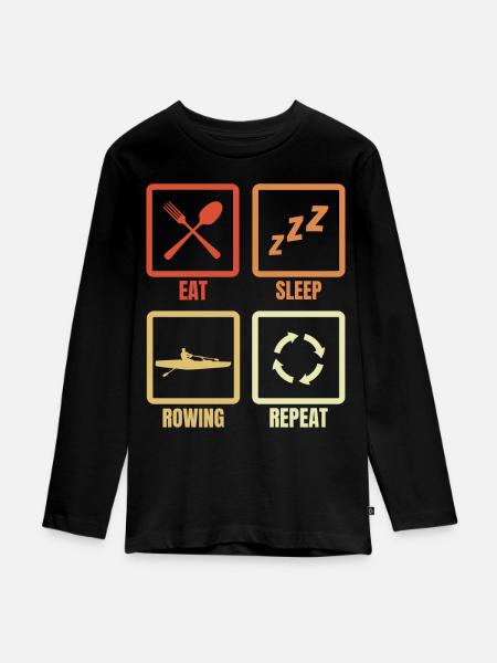 Eat Sleep Rowing Repeat - Teenager Premium Bio Langarmshirt - Schwarz