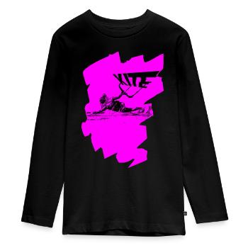 Pink Kite - Teenager Premium Bio Langarmshirt - Schwarz - Vorne - AI Model Kid Female (0cm)