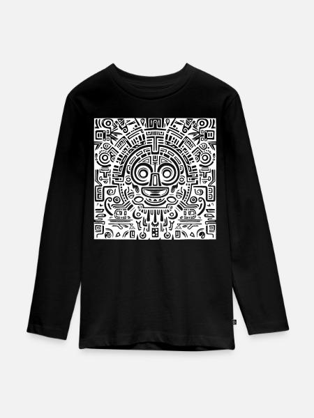 Inka, Azteken, Maya Muster, Artwork - Teenager Premium Bio Langarmshirt - Schwarz