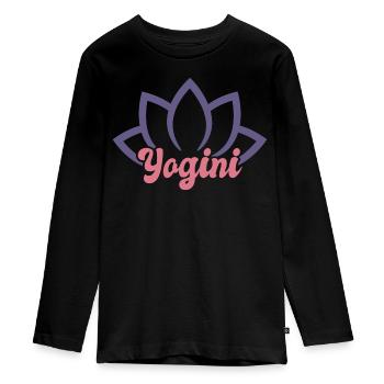 Cool Yogini - Teenager Premium Organic Long Sleeve Shirt - black - Front - AI Model Kid Female (0cm)