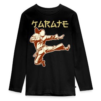 Karatéka - T-shirt manches longues Premium Ado - noir - Devant - AI Model Kid Female (0cm)