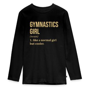 Gymnastics - Teenager Premium Organic Long Sleeve Shirt - black - Front - AI Model Kid Female (0cm)