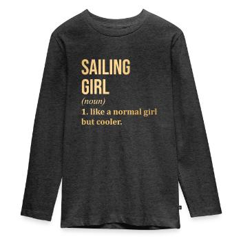 navigation - T-shirt manches longues Premium Ado - anthracite chiné - Devant - AI Model Kid Female (0cm)
