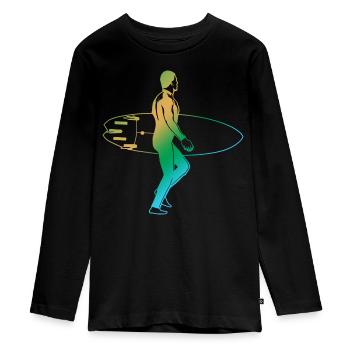 Surf Vintage Look - T-shirt manches longues Premium Ado - noir - Devant - AI Model Kid Female (0cm)