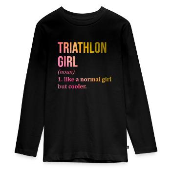 Triathlon - Teenager Premium Bio Langarmshirt - Schwarz - Vorne - AI Model Kid Female (0cm)