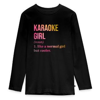 Karaoké - T-shirt manches longues Premium Ado - noir - Devant - AI Model Kid Female (0cm)