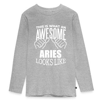 Widder - Teenager Premium Bio Langarmshirt - Grau meliert - Vorne