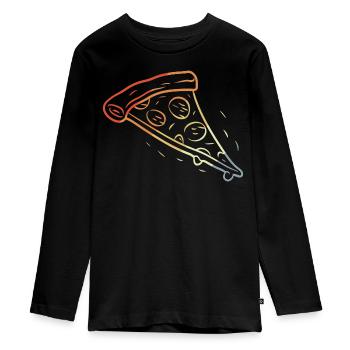 Croquis rétro de part de pizza - T-shirt manches longues Premium Ado - noir - Devant - AI Model Kid Female (0cm)
