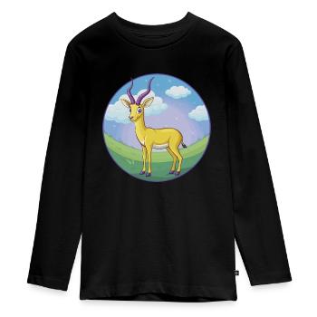 Impala Niedliche Kawaii Cartoon Clipart Tier Haustier - Teenager Premium Bio Langarmshirt - Schwarz - Vorne - AI Model Kid Female (0cm)