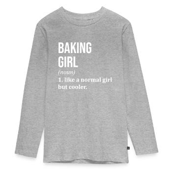Backen - Teenager Premium Bio Langarmshirt - Grau meliert - Vorne