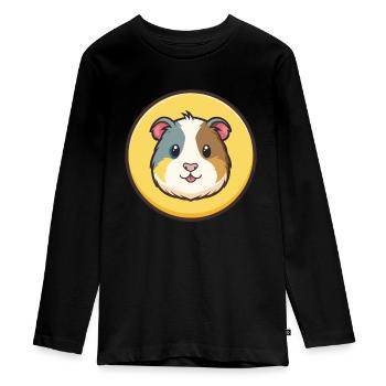 Cochon d’Inde Kawaii Dessin animé Personnage Visage d’animal - T-shirt manches longues Premium Ado - noir - Devant - AI Model Kid Female (0cm)