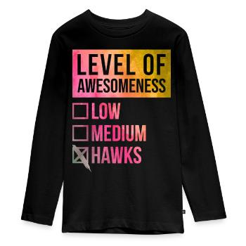 Hawk - Teenager Premium Organic Long Sleeve Shirt - black - Front - AI Model Kid Female (0cm)