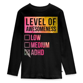 ADHD - Teenager Premium Organic Long Sleeve Shirt - black - Front - AI Model Kid Female (0cm)