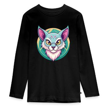 Australische Nebelkatzenrasse Cartoon Kawaii Tier - Teenager Premium Bio Langarmshirt - Schwarz - Vorne - AI Model Kid Female (0cm)