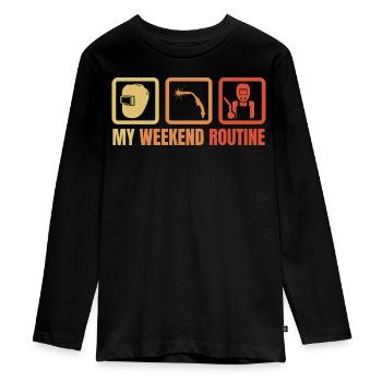 Routine du week-end de soudeur - T-shirt manches longues Premium Ado - noir - Devant - AI Model Kid Female (0cm)