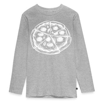 Pizza Drawing - Teenager Premium Organic Long Sleeve Shirt - heather grey - Front