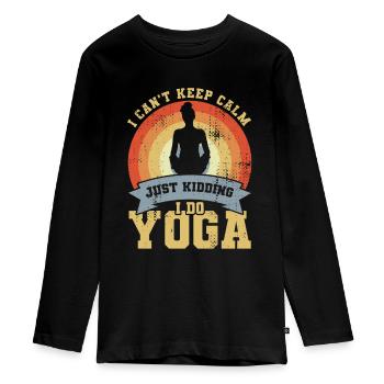 Blague sur le yoga - T-shirt manches longues Premium Ado - noir - Devant - AI Model Kid Female (0cm)