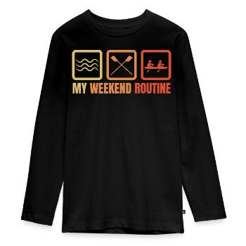 Routine du week-end de rameur - T-shirt manches longues Premium Ado - noir - Devant - AI Model Kid Female (0cm)