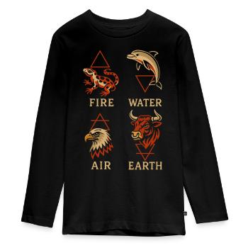 Alchemistische Tiersymbole | Kunst mit vier Elementen - Teenager Premium Bio Langarmshirt - Schwarz - Vorne - AI Model Kid Female (0cm)