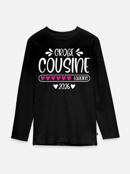 Große Cousine 2026 - Teenager Premium Bio Langarmshirt - Schwarz