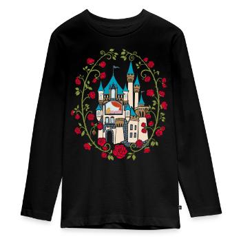 Sleeping Beauty Castle Fairy Tale - Teenager Premium Organic Long Sleeve Shirt - black - Front - AI Model Kid Female (0cm)