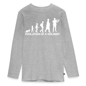 Entwicklung eines Violinist - Teenager Premium Bio Langarmshirt - Grau meliert - Vorne