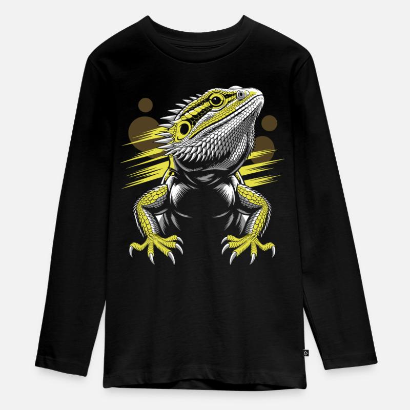 Drachenkopf Bartagame Echse - Teenager Premium Bio Langarmshirt - Schwarz
