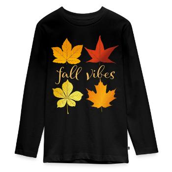 Fall Vibes - Teenager Premium Organic Long Sleeve Shirt - black - Front - AI Model Kid Female (0cm)