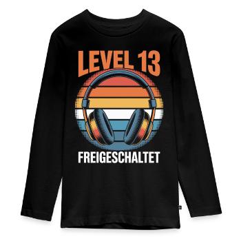 Level 13 Geburtstag Freigeschaltet - Teenager Premium Bio Langarmshirt - Schwarz - Vorne - AI Model Kid Female (0cm)