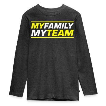 Mon équipe familiale dit - T-shirt manches longues Premium Ado - anthracite chiné - Devant - AI Model Kid Female (0cm)