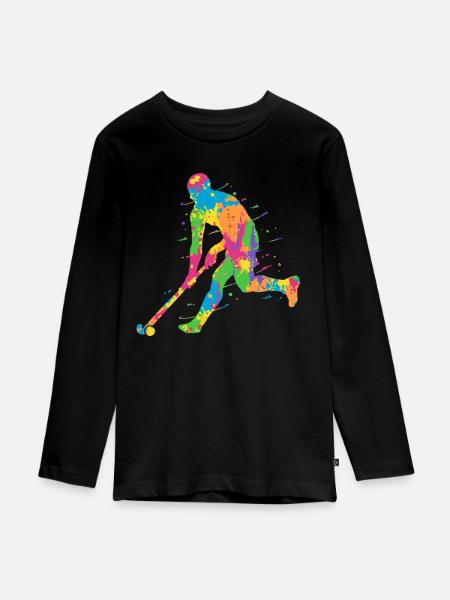 Feldhockey Bunter Hockeyspieler Kinder Hockey - Teenager Premium Bio Langarmshirt - Schwarz