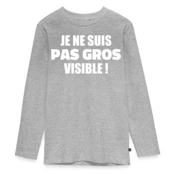 Humour : Je ne suis pas gros, je suis visible ! - T-shirt manches longues Premium Ado - gris chiné - Devant
