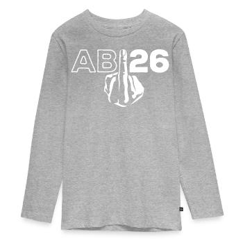ABI 2026 Mittelfinger Abitur - Geschenk - Teenager Premium Bio Langarmshirt - Grau meliert - Vorne