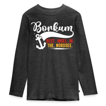 BORKUM BEST INSEL DANS LE NORDSEE Fun - T-shirt manches longues Premium Ado - anthracite chiné - Devant - AI Model Kid Female (0cm)