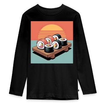 sushi - T-shirt manches longues Premium Ado - noir - Devant - AI Model Kid Female (0cm)
