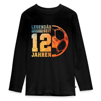 12. Geburtstag 12 Jahre Junge Kinder Fußball - Teenager Premium Bio Langarmshirt - Schwarz - Vorne - AI Model Kid Female (0cm)