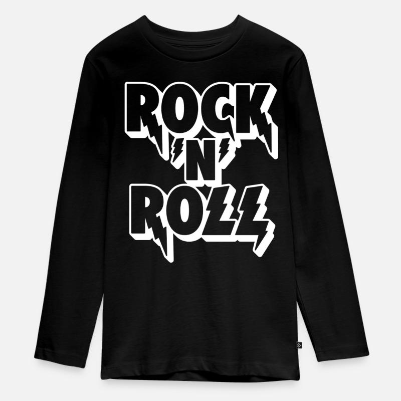 Tipografia Rock 'n' Roll Lightning - Maglia a maniche lunghe ecologica premium per ragazzi - nero