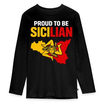 Siciliens de la fierté – Bloc de couleurs de la Sicile - T-shirt manches longues Premium Ado - noir - Devant - AI Model Kid Female (0cm)