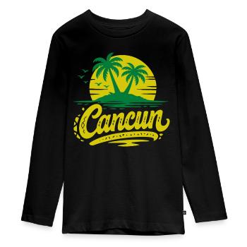 Souvenir de Noël des palmiers rétro de Cancun - T-shirt manches longues Premium Ado - noir - Devant - AI Model Kid Female (0cm)