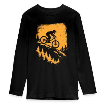 Mountainbike Downhill – Trail Biker Design - Teenager Premium Bio Langarmshirt - Schwarz - Vorne - AI Model Kid Female (0cm)