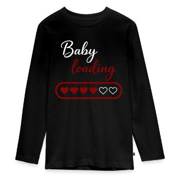 Baby loading - Teenager Premium Organic Long Sleeve Shirt - black - Front - AI Model Kid Female (0cm)