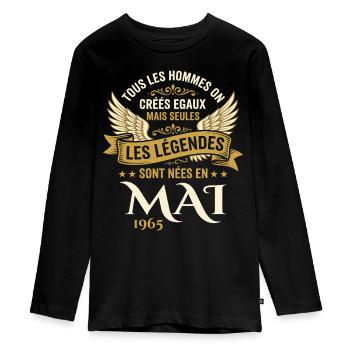 Anniversaire Mai 1965 - T-shirt manches longues Premium Ado - noir - Devant - AI Model Kid Female (0cm)