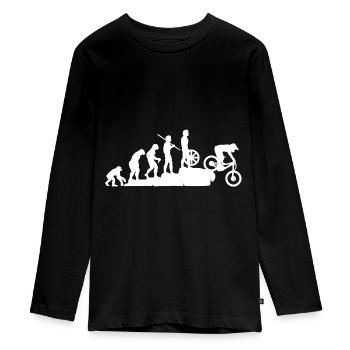 Mountain Bike Shirt - Teenager Premium Organic Long Sleeve Shirt - black - Front - AI Model Kid Female (0cm)