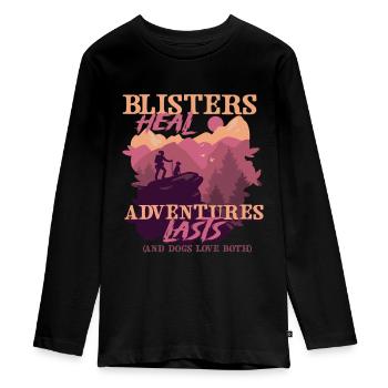 Trail Chien Randonnée Chien Trekker - T-shirt manches longues Premium Ado - noir - Devant - AI Model Kid Female (0cm)