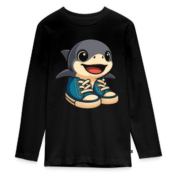 Tralalero-Tralala Italienisch-Hirnrot Lustig Gen Z - Teenager Premium Bio Langarmshirt - Schwarz - Vorne - AI Model Kid Female (0cm)
