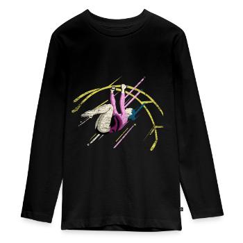 Rhönrad Turner - Teenager Premium Bio Langarmshirt - Schwarz - Vorne - AI Model Kid Female (0cm)