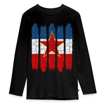 Jugoslawien - Teenager Premium Bio Langarmshirt - Schwarz - Vorne - AI Model Kid Female (0cm)